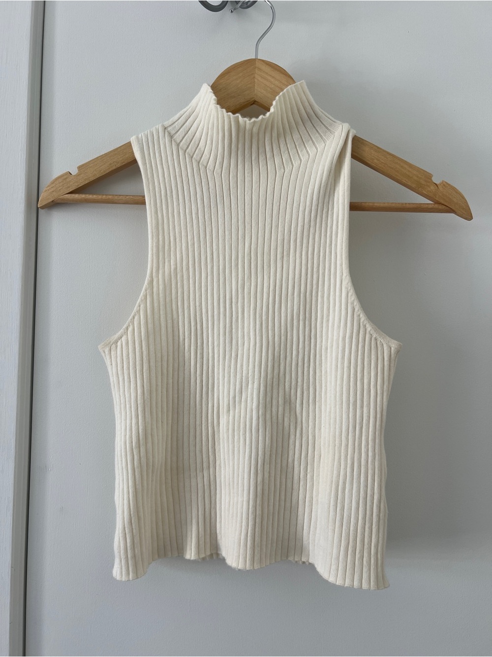 Reformation Sleeveless Ribbed Mock Neck Tank Top - Cream